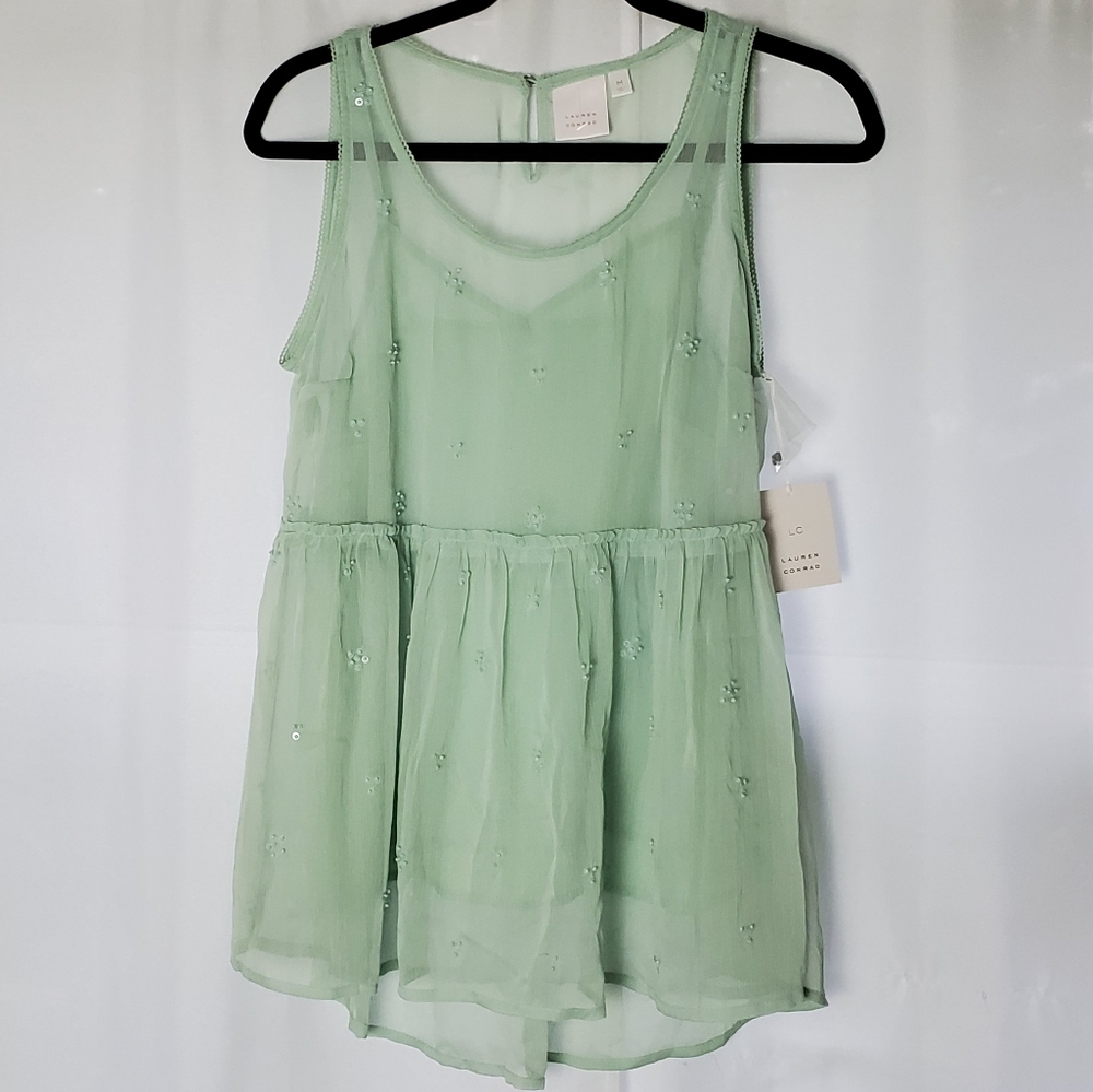 NWT Lauren Conrad sheer mint green tank top